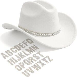 Rhinestone Felt Cowboy Hat Women Men Bridal Bachelorette Wedding Gift